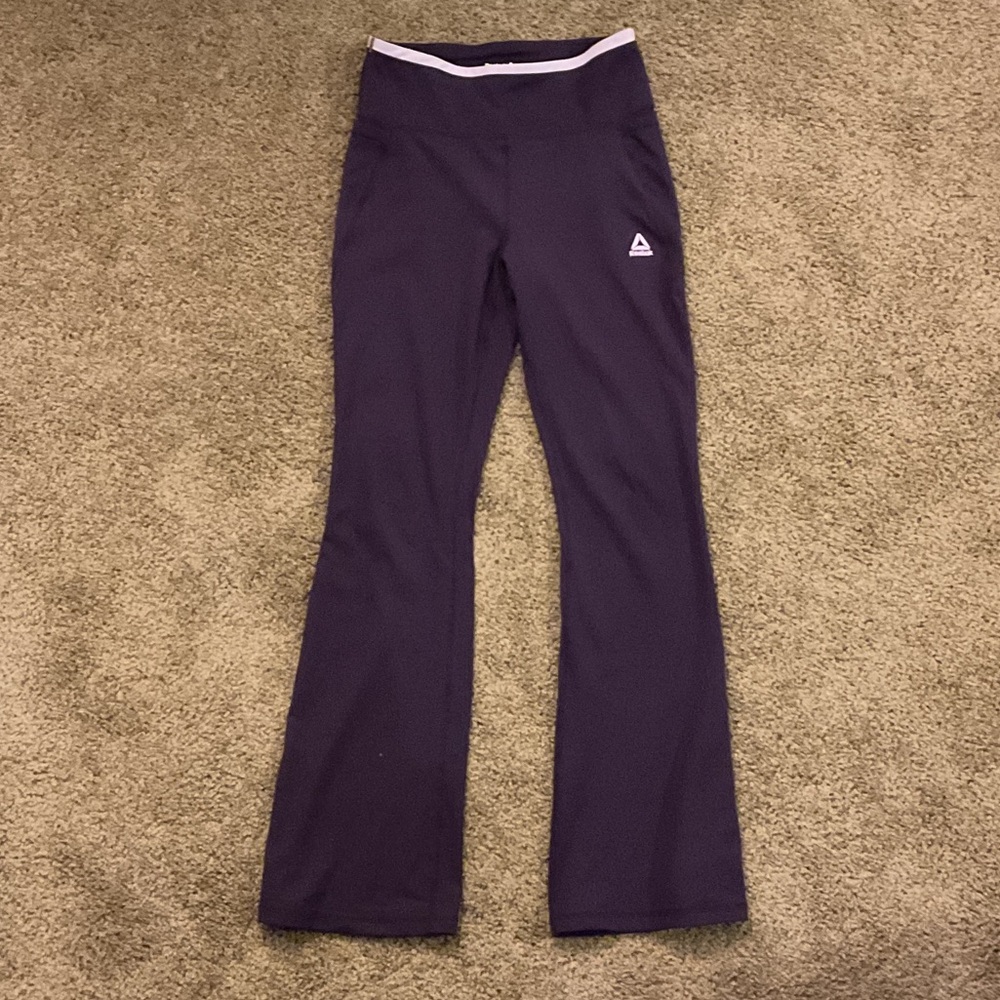 Reebok Purple' Flared Active Leggings with Pink Waist Trim